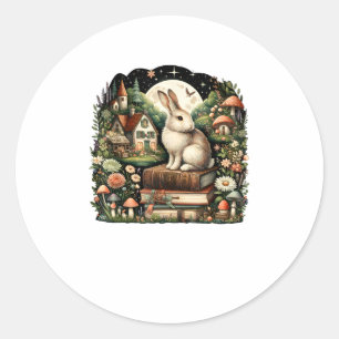 Blommigt Women Cottagecore Rabbit Aesthetic Runt Klistermärke