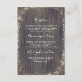 Blommigt Wood and Guld Bröllop Information Guest Tilläggskort