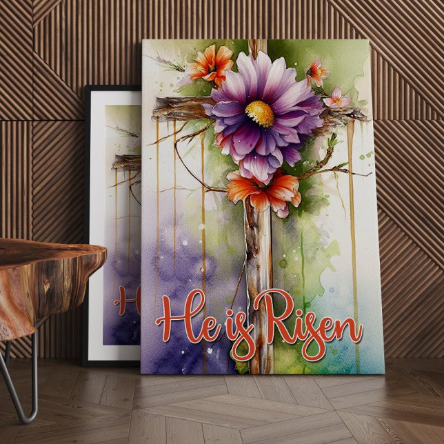Blommigt Wood Christian Kor, Risen Påsk Canvastryck (Skapare uppladdad)
