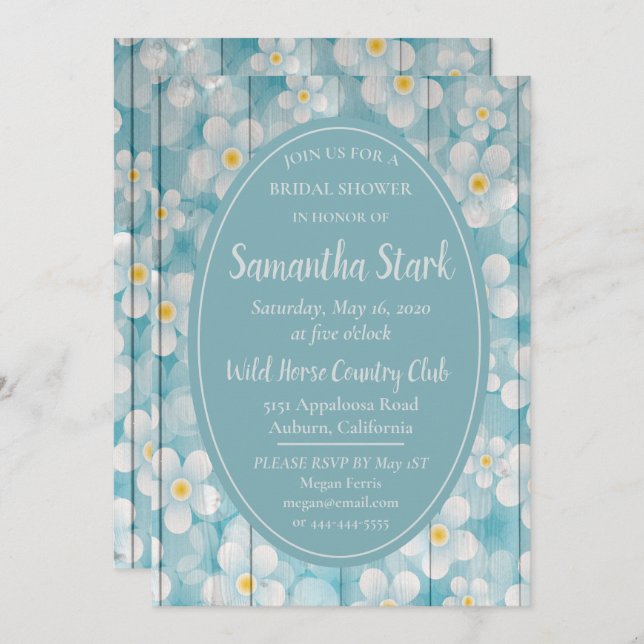 Blommigt Wood Fence Möhippa Inbjudningar (Fram/baksida)