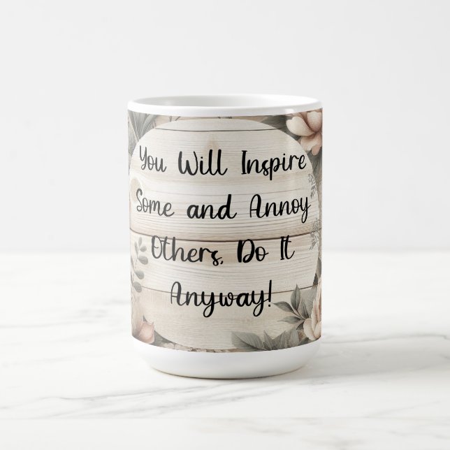 Blommigt Wood Grain-inspirationsoffert Kaffemugg (Center)