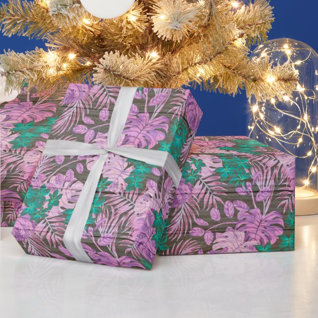 Blommigt Wood Modern Popular Wrapping Papper Presentpapper (Helgdagar)