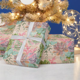 Blommigt Wood Modern Popular Wrapping Papper Presentpapper