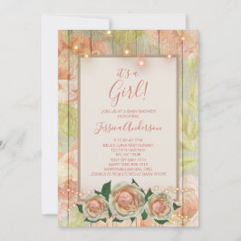 Blommigt Wood Ro Mason Burk Light Baby Shower Inbjudningar