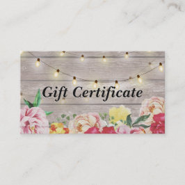 Blommigt Wood & String Ljus Salon Gift Certificate Rabattkort