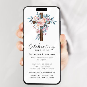 Blommigt Wooden Kor Funeral Digital Evite Inbjudningar
