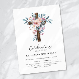 Blommigt Wooden Kor Funeral Inbjudningar