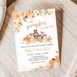 Blommigt Woodland Animals Baby Shower Inbjudningar