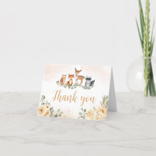 Blommigt Woodland Animals Baby Shower Tack Kort