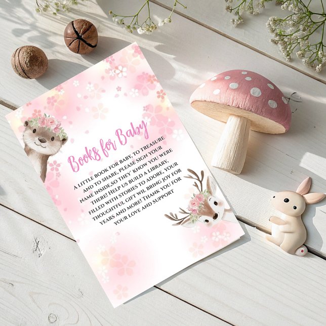 Blommigt Woodland Animals Bokar för Baby Card Tilläggskort (Skapare uppladdad)