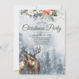 Blommigt Woodland Forest Animals jul Party Inbjudningar