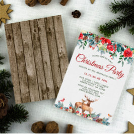 Blommigt Woodland Forest Animals jul Party Inbjudningar