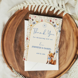Blommigt Woodland Fox Baby Shower Tack Kort