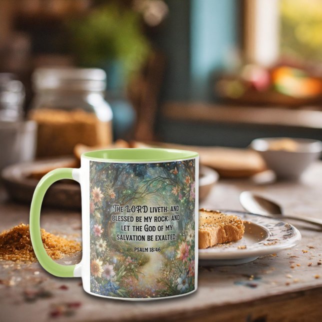 Blommigt Woodland Kung James Scripture Psalm 18 Mugg (Skapare uppladdad)