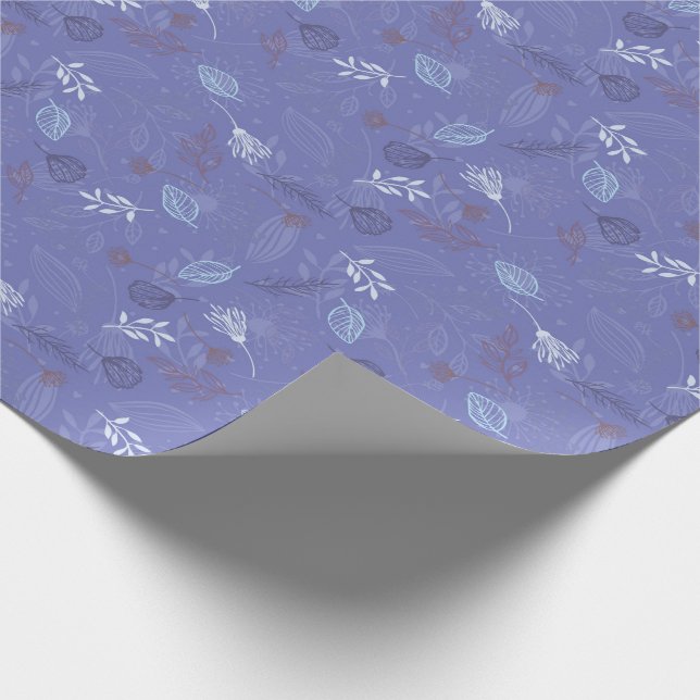 Blommigt Woodland Wrapping Papper - Lavendar Presentpapper (Hörn)