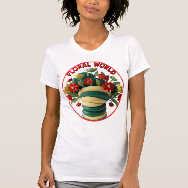 Blommigt World Graphic Women's T-Shirt (Framsida)