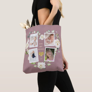 Blommigt World's Best Grandma Photo Mors dag Tygkasse