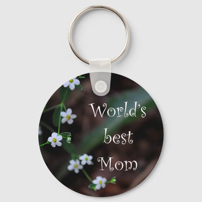 Blommigt "World's Best Mamma" Nyckelring Gift (Framsida)