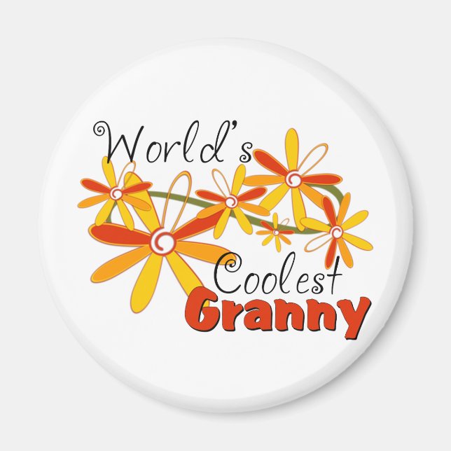 Blommigt World's Coolest Granny Magnet (Framsidan)