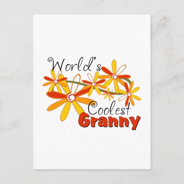 Blommigt World's Coolest Granny Vykort (Framsida)
