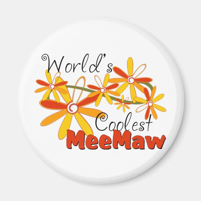 Blommigt World's Coolest Meemaw Magnet (Framsidan)