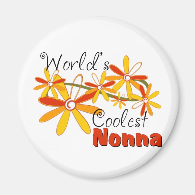 Blommigt World's Coolest Nonna Magnet (Framsidan)