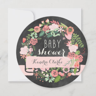 BLOMMIGT WREATH CHALKBOARD   BABY SHOWER-ANBUDSINF INBJUDNINGAR