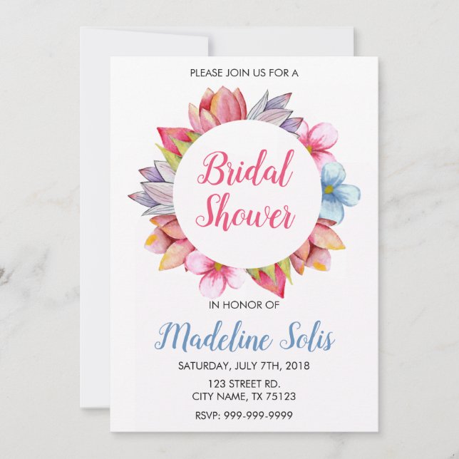 BLOMMIGT WREATH INBJUDNINGSKORT FÖR MÖHIPPAN (Framsida)