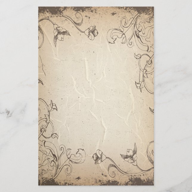 Blommigt Wrinkled Antique Stationery Brevpapper (Framsida)