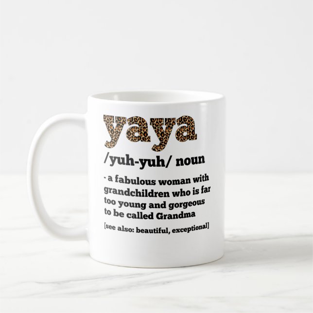 Blommigt Yaya Definition Grandma Mors dag Grandm Kaffemugg (Vänster)