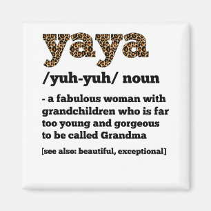 Blommigt Yaya Definition Grandma Mors dag Grandm Magnet