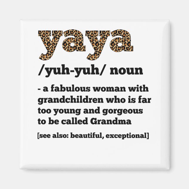 Blommigt Yaya Definition Grandma Mors dag Grandm Magnet (Framsidan)