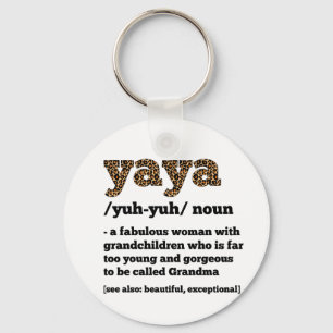 Blommigt Yaya Definition Grandma Mors dag Grandm Nyckelring