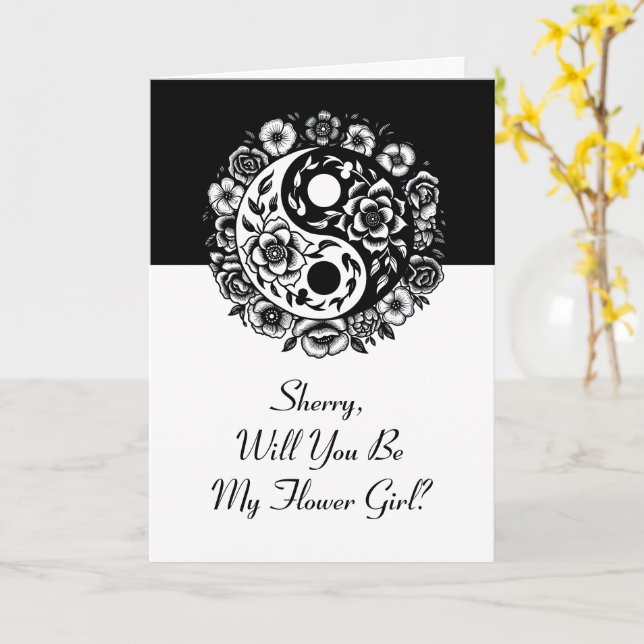 Blommigt Yin Yang Flower Girl Frieri Kort (Gul blomma)