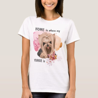 Blommigt Yorkie är Home T Shirt