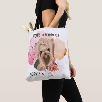 Blommigt Yorkie är Home Tygkasse