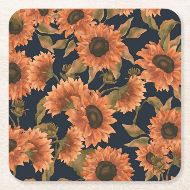 Blommigt Yta Mönster-Mode-dekorativ tropisk Underlägg Papper Kvadrat (Framsidan)