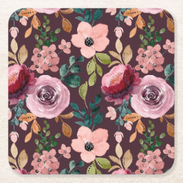 Blommigt Yta Mönster-Mode vattenfärgsfärgad Underlägg Papper Kvadrat