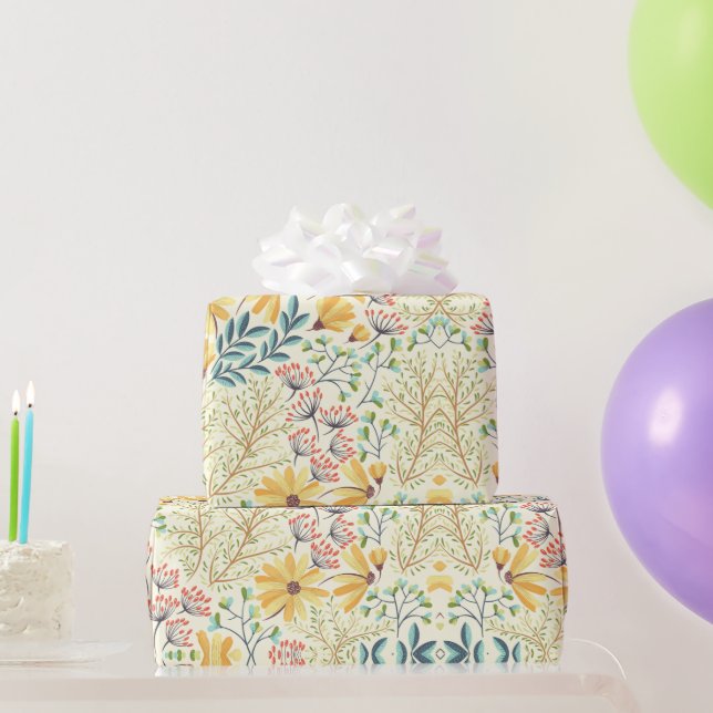 BLOMMIGT YTA MÖNSTER - SNYGGT ABSTRAKT TAPET PRESENTPAPPER (Festgåvor)