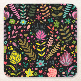 Blommigt Yta Mönster - Snyggt Flowers Tapet Underlägg Papper Kvadrat