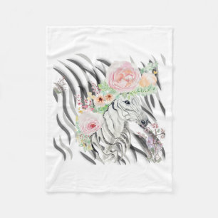 Blommigt Zebra Krona skriver ut Ull Baby Blanket Fleecefilt