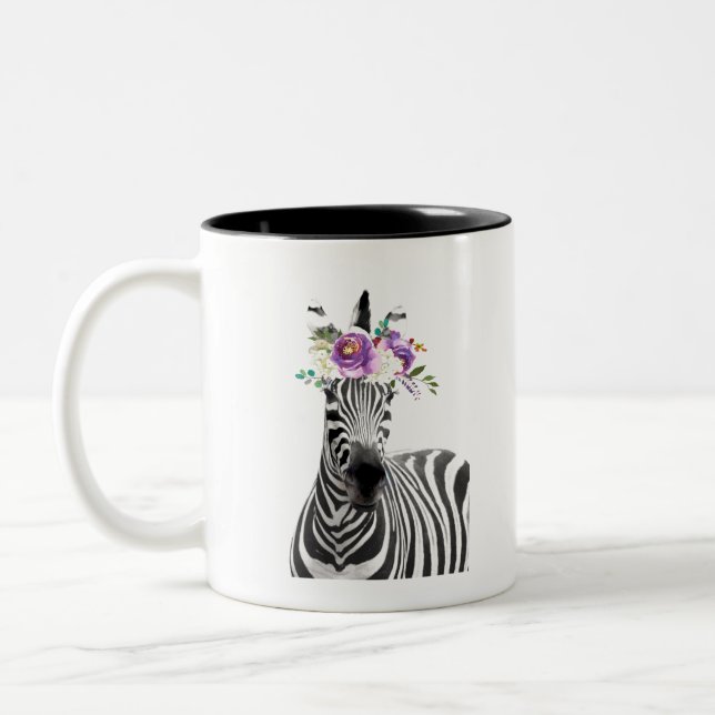 Blommigt Zebra Två-Tonad Mugg (Vänster)
