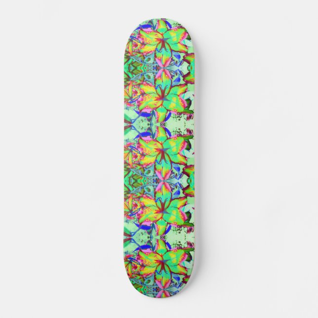 blommigtar av elegant-abstrakt blommor skateboard bräda 20 cm (Framsida)