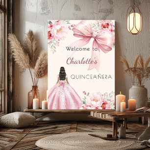 blommigtar av rosa buskkräm: Quinceanera välkommen Poster
