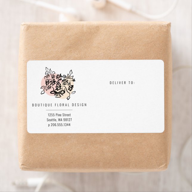 Blommigtar Doodle Small Business Shipping Label Fraktsedel (Insitu)