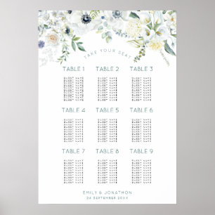 Blommigtar Eucalyptus 9 Bord 90 Sittplatsdiagram f Poster