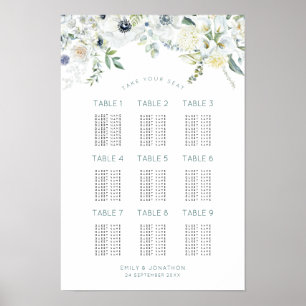 Blommigtar Eucalyptus 9 Bord 90 Sittplatsdiagram f Poster