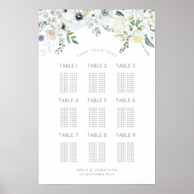 Blommigtar Eucalyptus 9 Bord 90 Sittplatsdiagram f Poster (Framsidan)