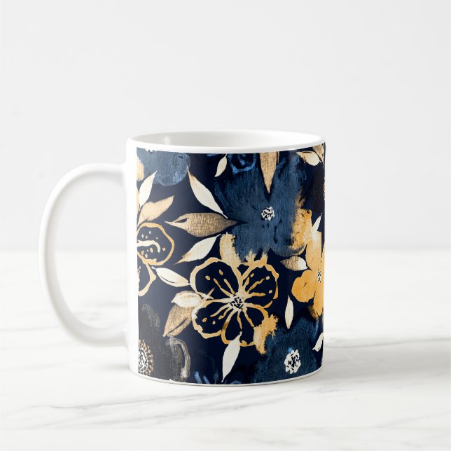 Blommigtar för abstrakt: Vattenfärgsrepeterande Mö Kaffemugg (Vänster)