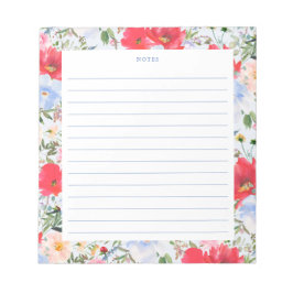 Blommigtar för blå och röd vattenfärg anteckningsblock